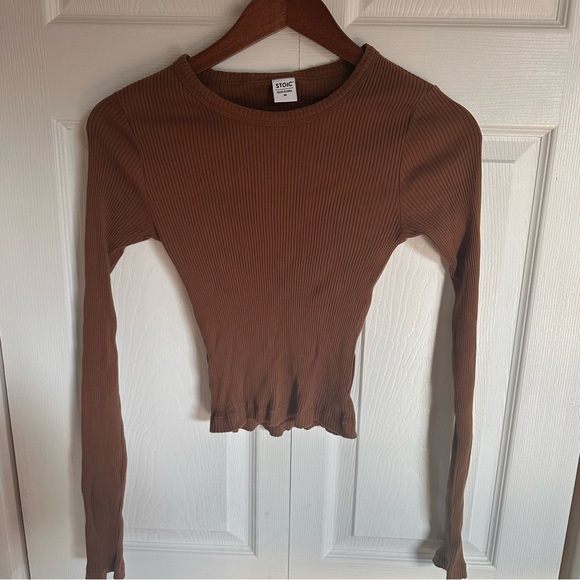 STOIC Long Sleeve Base Layer Shirt cropped medium ribbed cotton - Picture 1 of 7